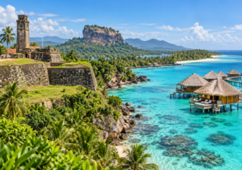 Sri Lankan heritage landscape transitioning to a Maldives water bungalow